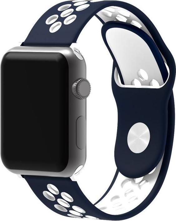 Actual product image Hermex Apple Watch 44mm / 42mm S / M Silicone Sport Strap Strap Soft BLUE WHITE (42 mm, 44 mm, Silicone, M)