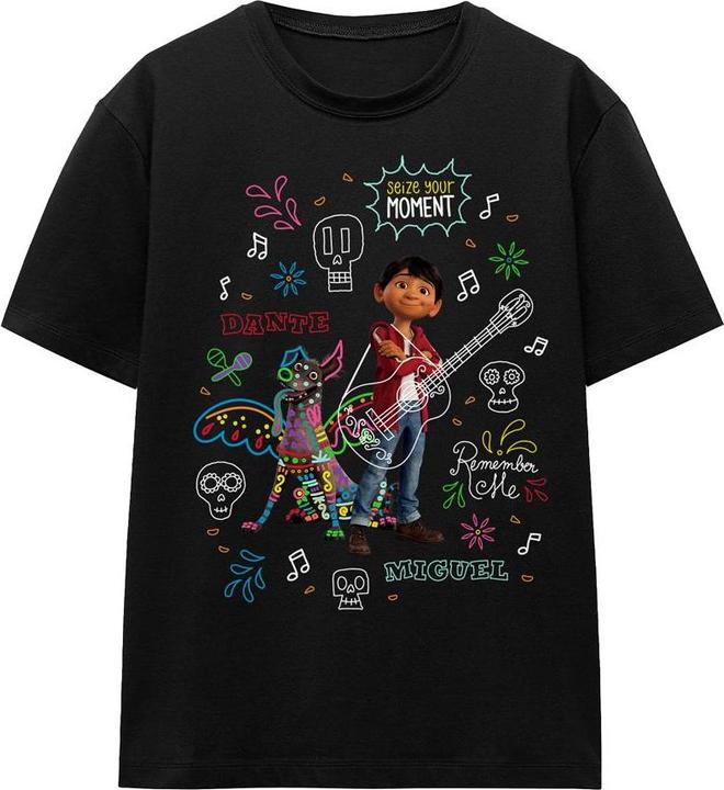 Actual product image La Maison du Coco Unisex Adult Miguel Dante Movie Quotes And Colourful Doodles T-Shirt (XL)