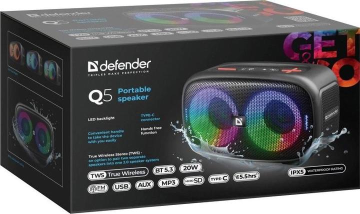 Produktbild Defender Głośnik Q5 Bluetooth 20w (5 h, Batteriebetrieb, Stromversorgung über USB)