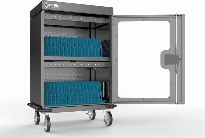 Actual product image Manhattan 32-Port USB-C Charging Cabinet on Wheels 576W