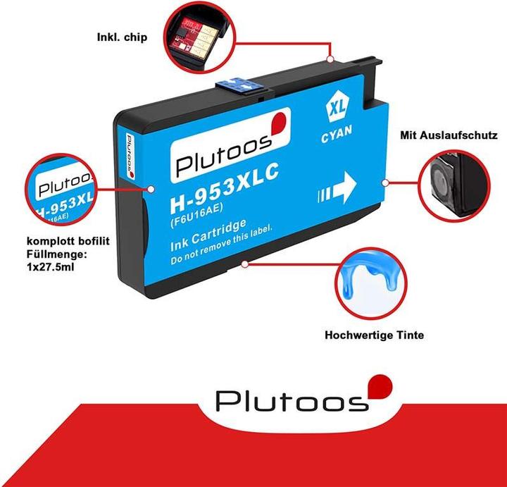 Produktbild Plutoos HP 953XL Patronen XXL kompatibel, 4er Farbset (C, M, Y, BK)