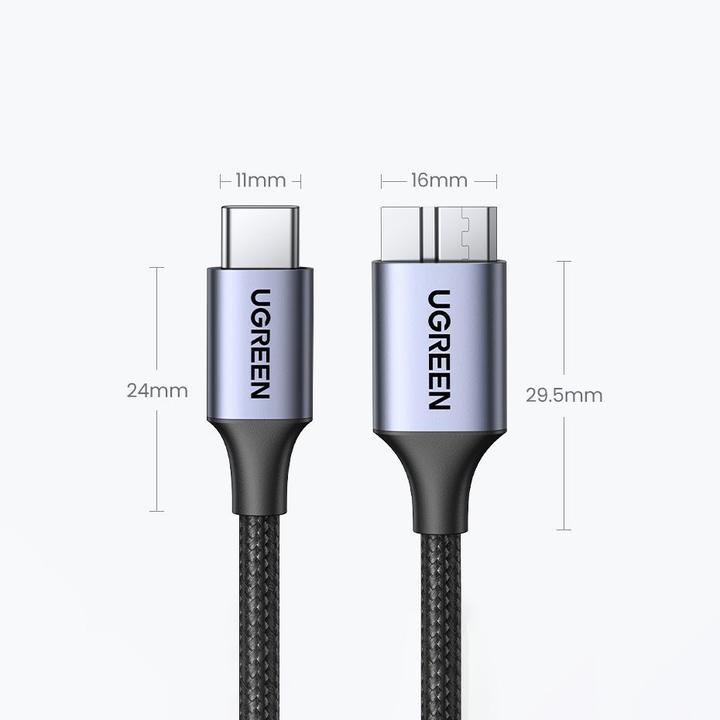 Productafbeelding Ugreen Kabel USB-C naar Micro USB 15232, 1m (space grijs) (1 m, USB 3.2 Gen 1)
