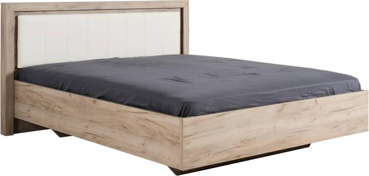 Actual product image Floki24 Double bed Wooden bed Upholstered bed Marriage bed Bed frame with slatted frame Oak grey imitation (160 x 200 cm)