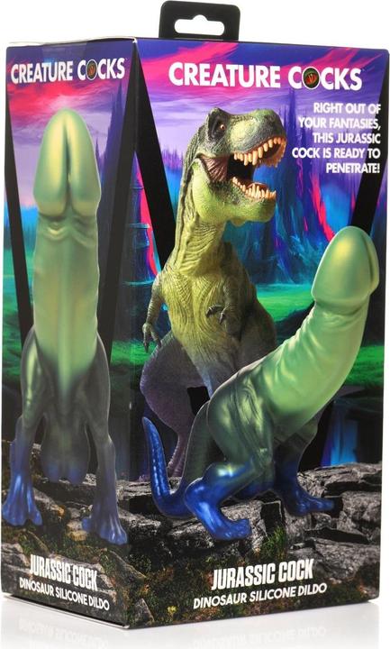 Produktbild Creature Cocks XR Brands Jurassic Cock Dinosaurier Dildo Grün & Blau