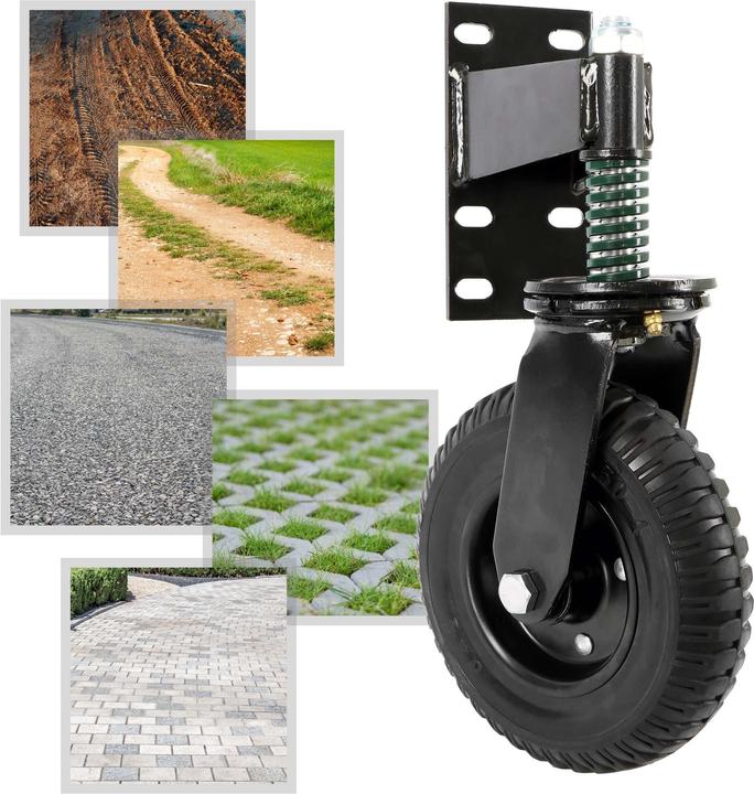 Produktbild Wiltec Torrolle bis 275kg Schiebetorrolle 360° Gummirad Laufrolle Schiebetor