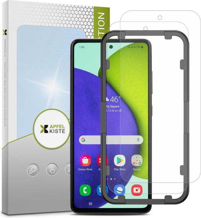 Actual product image Apfelkiste - Panzer Glas Displayschutzfolie mit Montagerahmen (2er Set) (2 Piece, Samsung Galaxy A53 5G, Samsung Galaxy A52 5G, Samsung Galaxy A52s 5G)
