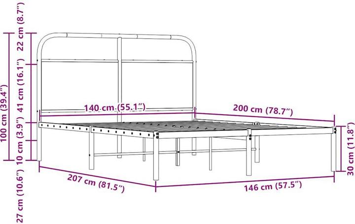 Produktbild VidaXL Bettgestell ohne Matratze (140 x 200 cm)