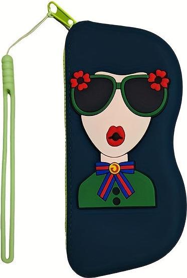 Only-Bags.Store 1Stück. Silikon-Brillenetui mit Riemen - Tragbarer Reise-Organizer für Brillen, Lippenstift
