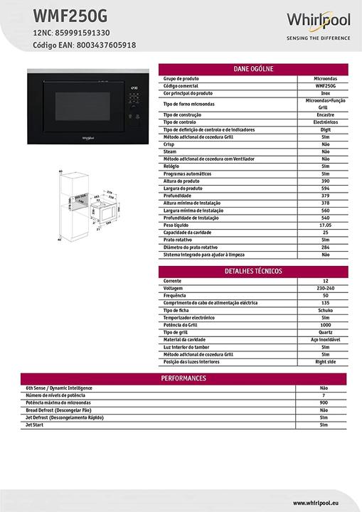 Actual product image Whirlpool Microwave WMF250G (EU plug, 25 l)