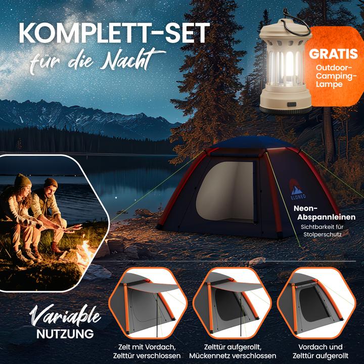 Actual product image Eloneo Aufblasbares Zelt mit Vordach & Luftpumpe, Camping Zelt wasserdicht, Luftzelt Ultraleicht (Inflatable tent, 6.50 kg, 4 persons)
