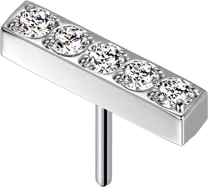 Produktbild Star Piercing Threadless silber Balken Kristalle silber (Chirurgenstahl 316Lohne Messing, ohne MessingTitan G23)