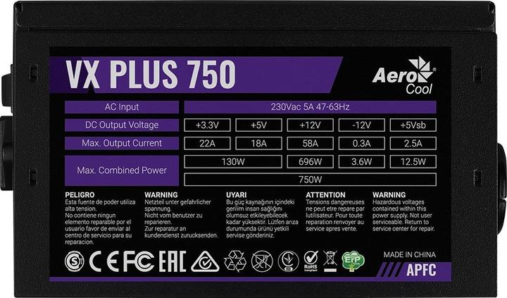 Actual product image AeroCool VX PLUS 750 - strømforsynin (750 W)