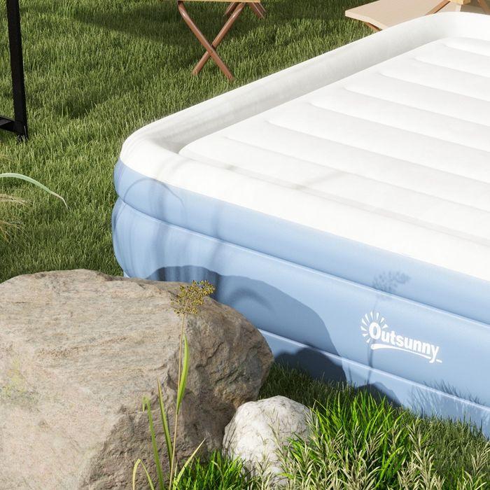 Image du produit Swisshandel24 Matelas de camping pour 2 personnes, gonflable, pompe intégrée, sac de transport, 203x152x46cm (152x203)