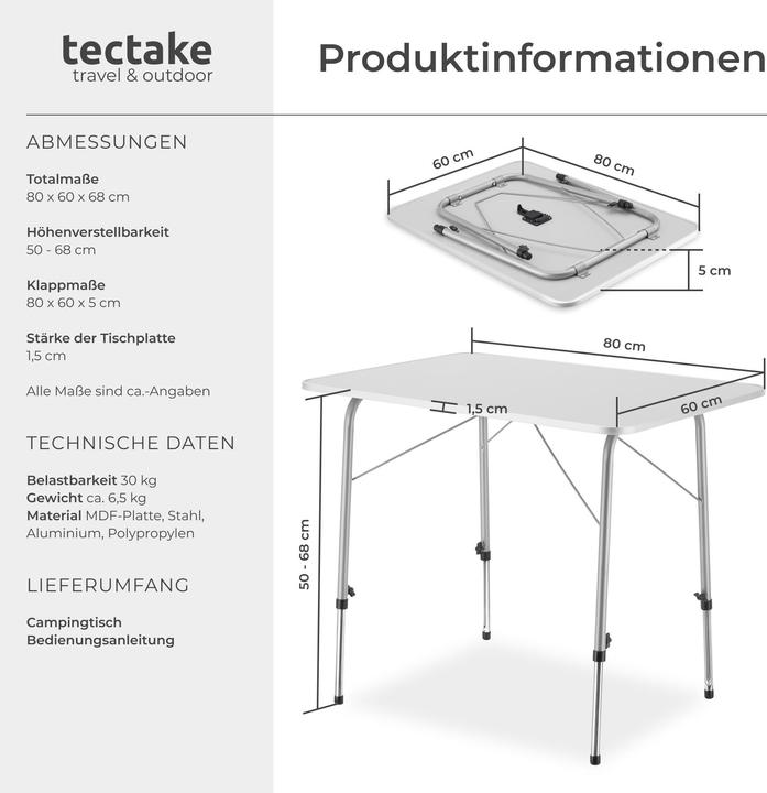 Actual product image tectake Camping folding table