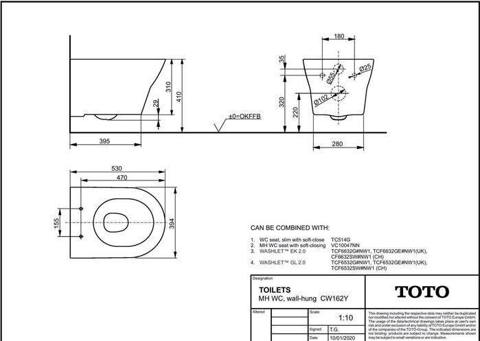 Produktbild TOTO MH Wand-WC t. ra f Wa GL 2.0 u EK 2.0 seit An. we