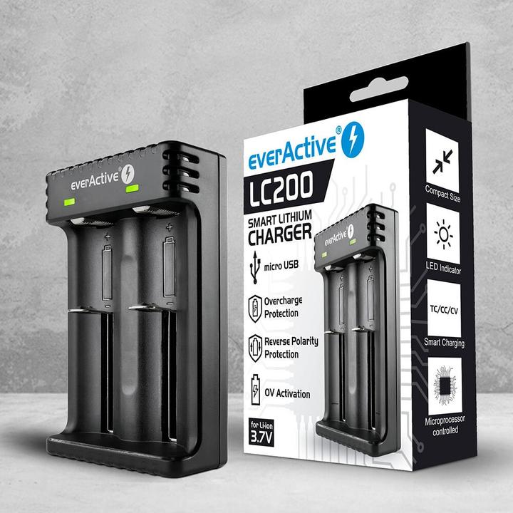 Immagine prodotto Everactive Batterieladegerät für Li-Ionen-Akkus LC-200 (1 pz., AAA, AA, C, AAAA, 2200 mAh, Caricabatterie senza batteria)