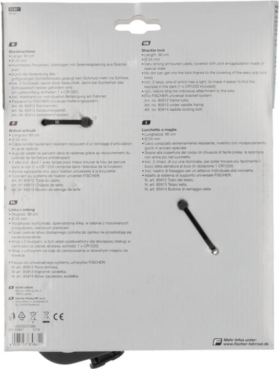 Produktbild Fischer Gliederschloss 85861 Schwarz S (90 cm)