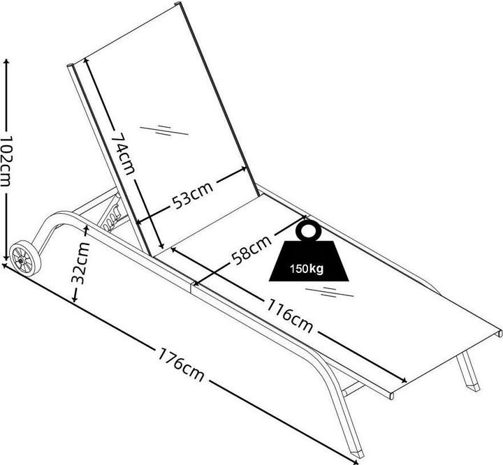 Image du produit VCM Sonnenliege Liegestuhl Rollen Sonlas (190 cm)