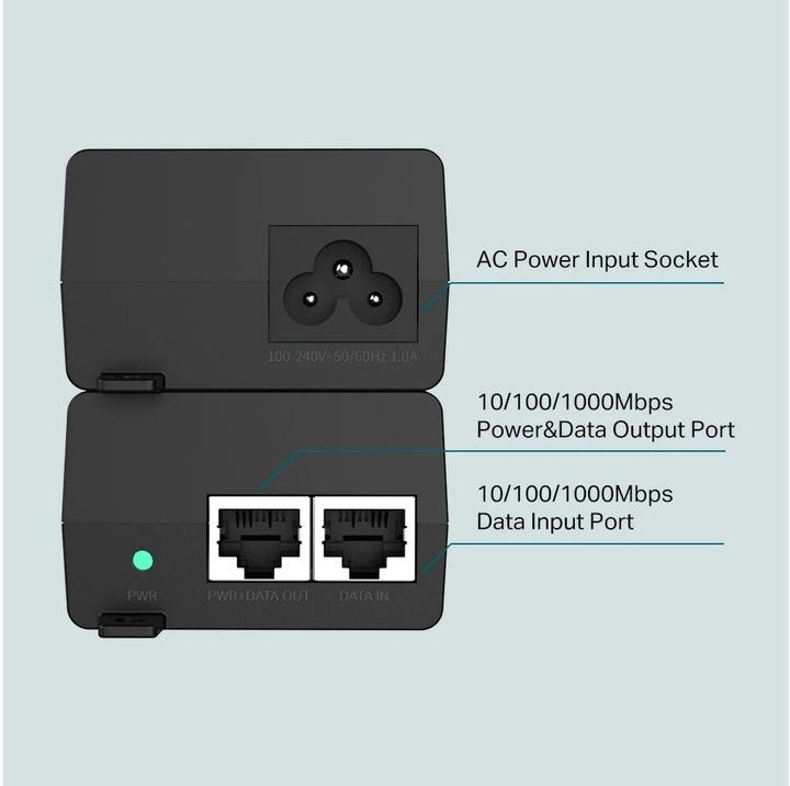 Immagine prodotto TP-Link Adattatore iniettore PoE+ TL-POE160S Porte LAN Ethernet (RJ-45) 1x10 (802,3at (PoE+), 802.3af (PoE), 30 W)