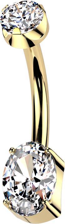 Produktbild Star Piercing Banane Innengewinde vergoldet flach Kristall silber gefasst und Ovaler Kristall silber gefasst (Titan G23, ohne Messing)