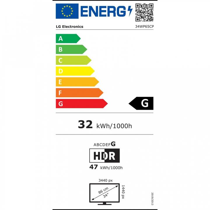Energielabel LG UltraWide 34WP65CP-B (3440 x 1440 pixels, 34")