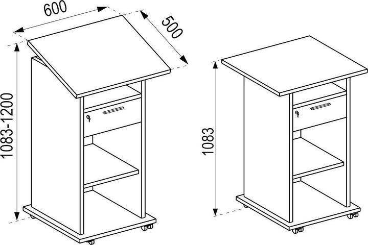 Actual product image VCM Standing desk lectern Meeta with casters (60 x 50 x 120 cm)
