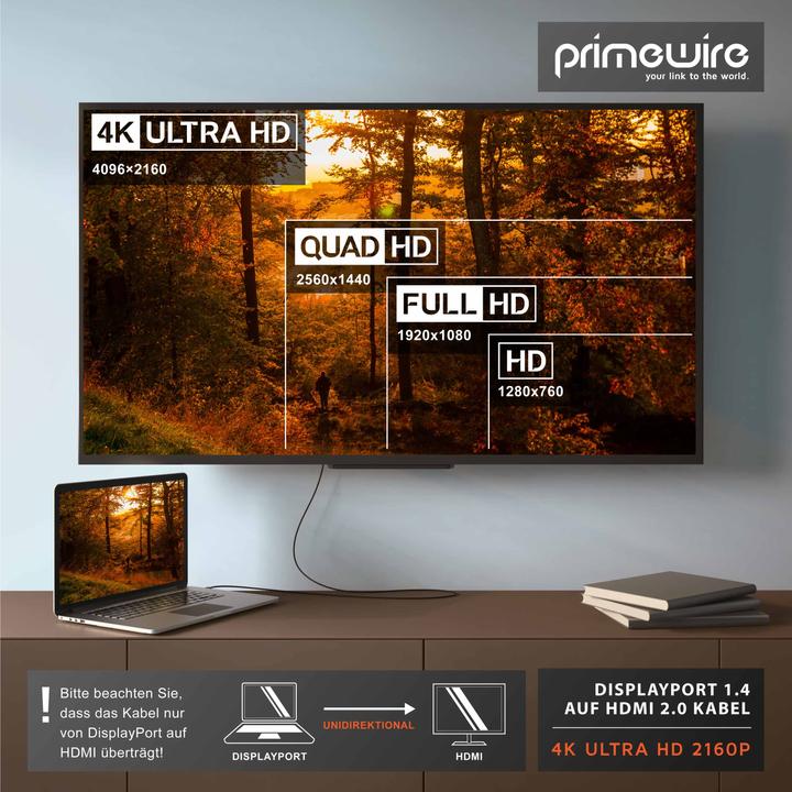 Actual product image Primewire DisplayPort - HDMI (Type A) (2 m, DisplayPort, HDMI)