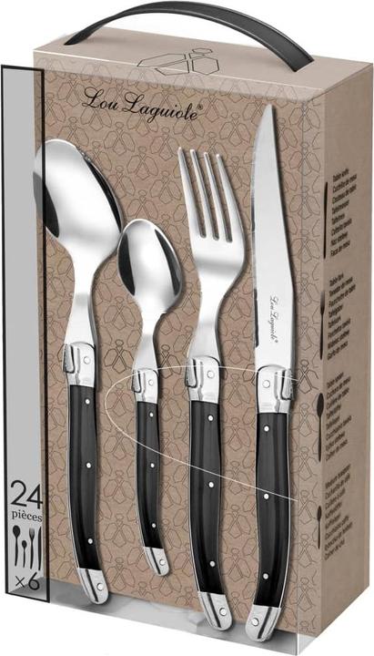 Image du produit Lou laguiole TRADITION Besteckset 24-teilig, anthrazit, hochglanzpoliertanthrazit, für 6 Personen (24 pièce(s), Set de couverts)