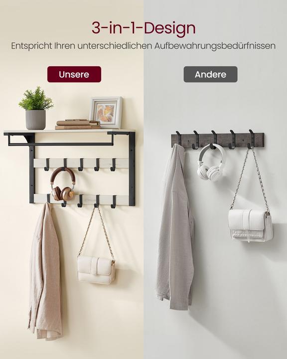 Actual product image Vasagle Wandgarderobe 10 Haken 65 cm x 42 cm