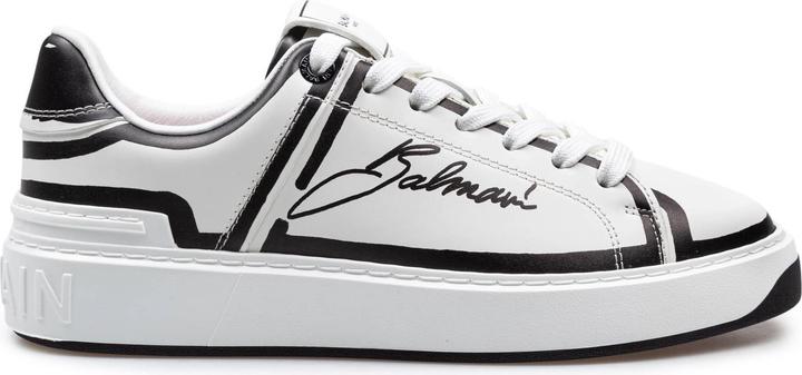 Actual product image Balmain b-court calf leather sneakers color black and white (37)