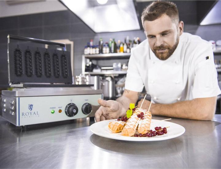 Produktbild Royal Catering Waffeleisen Edelstahl Profi Waffeln Am Stiel Waffelsticks Corn Dogs 1500 Watt