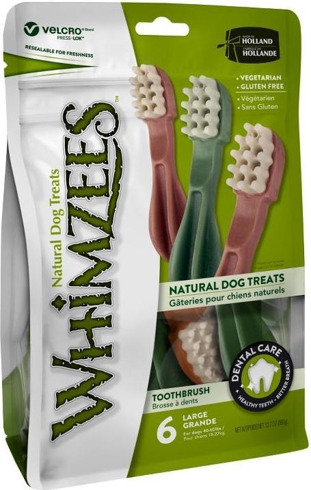 Produktbild Whimzees Toothbrush for dogs chewing L - 6 pcs. (Senior, 6 Stk., 360 g)