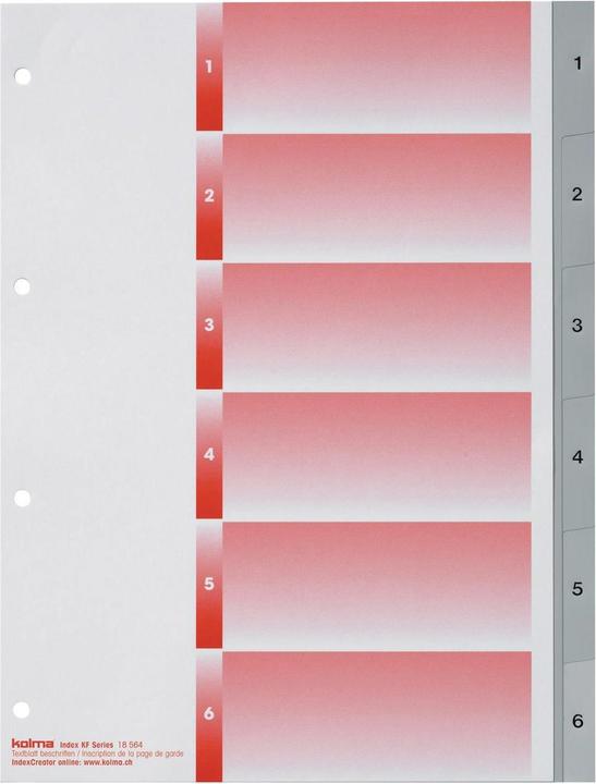 Kolma Intercalaire A4 strong 1-6 6 pièces gris