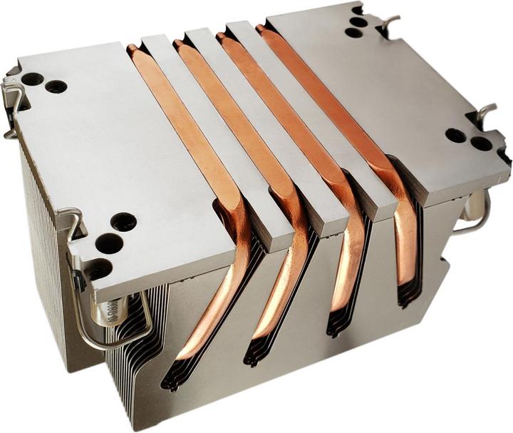 Actual product image Dynatron N2 Intel CPU cooler 2U 4189-4-5 P4-P5 or P+ Aluminum heatsink and fin stack passive and up