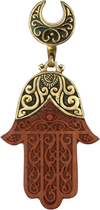 Image du produit Star Piercing Sellette plaquée or Pendentif Hamsa en bois Sawo (Organique, Laiton)