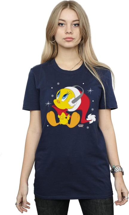 Actual product image Looney Tunes Womens/Ladies Christmas Tweety Cotton Boyfriend T-Shirt (M)