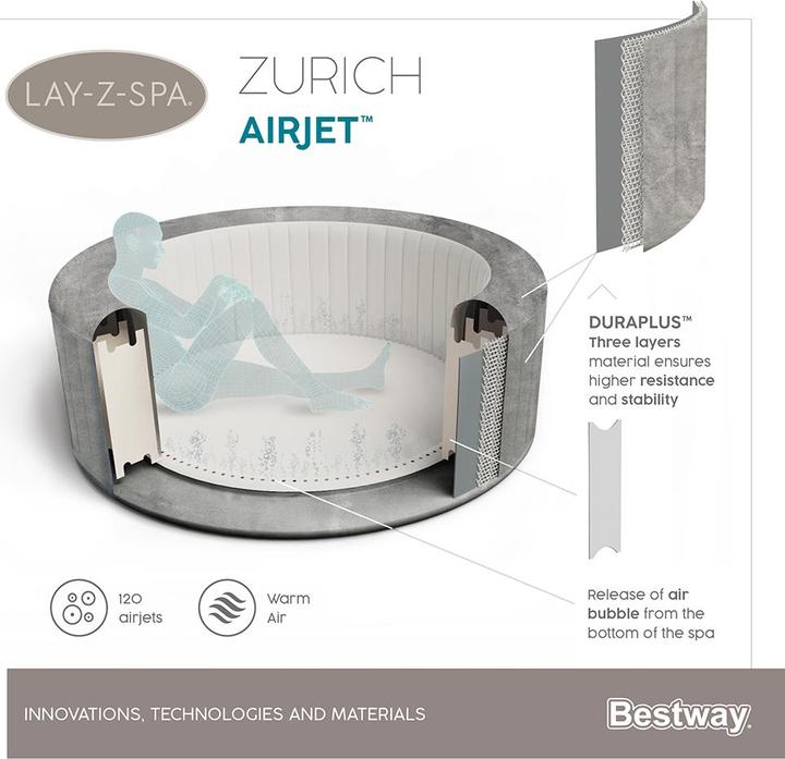 Produktbild Bestway Lay-Z-Spa Zürich 180x66cm Airjet (4 Pers.)