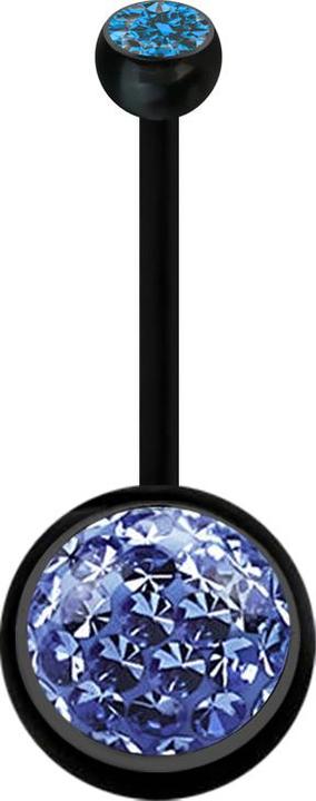 Actual product image Star Piercing Banane schwarz mit Kugel Kristall hellblau und Kugel Kristall hellbau Epoxy Schutzschicht (Bioflex, without brass)