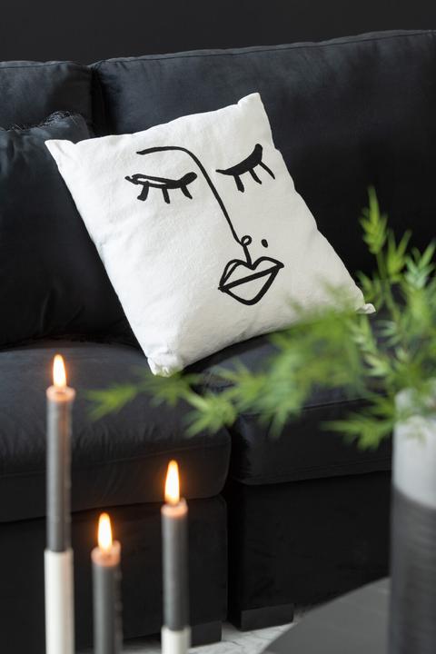 Immagine prodotto J-Line Cuscino Melissa Cotone Nero/Bianco (47 x 47 cm)