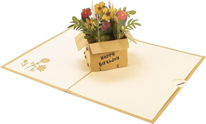 Image du produit Hervorragend Carte de voeux fleurie Joyeux anniversaire - 3D Pop-up (1 pcs)