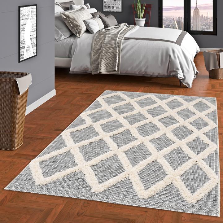 Produktbild Pergamon In & Outdoor Teppich Shaggy Juist Rauten (80 x 150 cm)