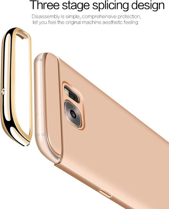 Produktbild König Design Handy Hülle Schutz Case für Samsung Galaxy S6 Edge Bumper 3 in 1 Cover Silber (Samsung Galaxy S6 Edge)