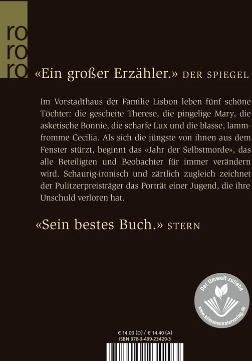 Produktbild Die Selbstmord-Schwestern (Deutsch, Jeffrey Eugenides, 2005)