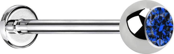 Image du produit Star Piercing Micro Labret argenté avec boule et cristal bleu foncé (Acier chirurgical 316L, sans laiton)