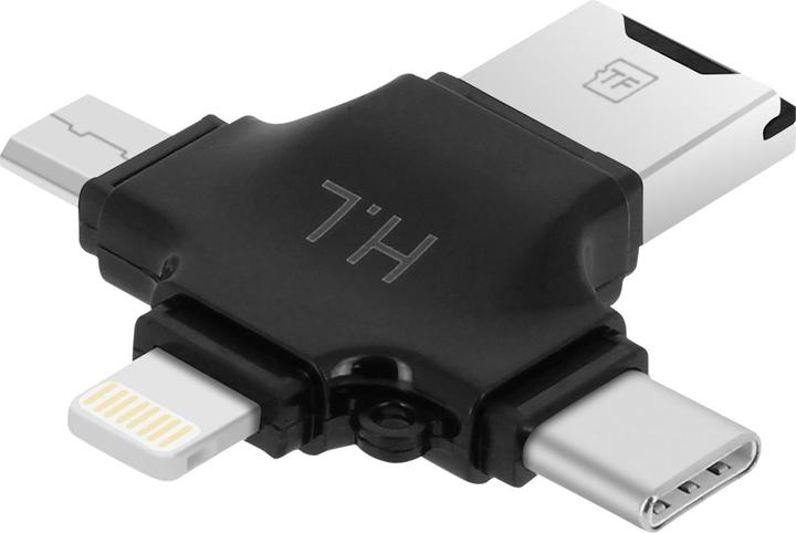 Avizar Lecteur de carte Micro-SD 4 en 1 USB-C / Lightning / Micro-USB / USB - Noir