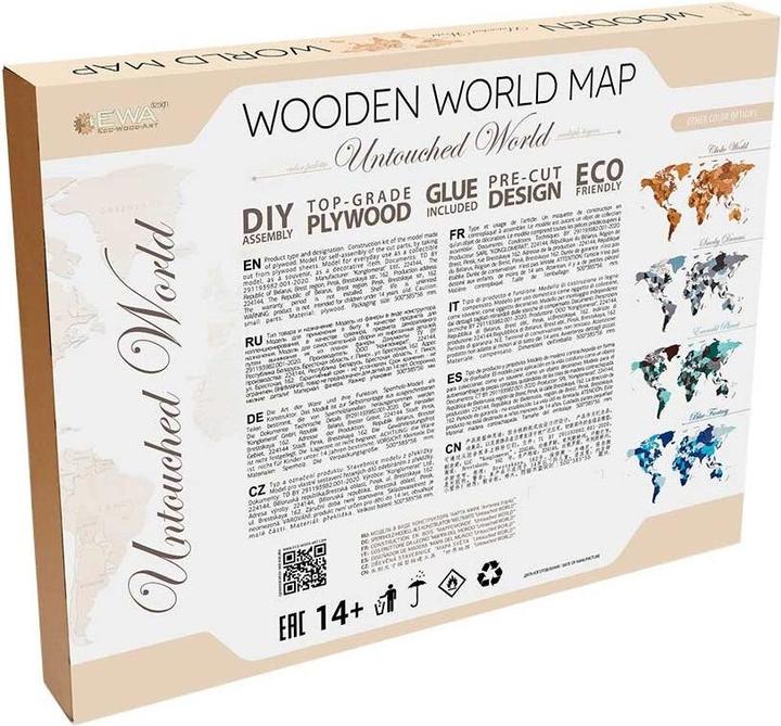 Produktbild Eco Wood Art Deco Wand-Puzzle aus Holz - Weltkarte (126 Teile)