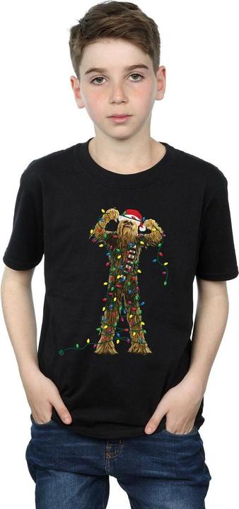 Actual product image Star Wars Boys Chewbacca Christmas Lights T-Shirt (152, 158)