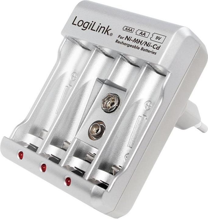 Produktbild LogiLink Akku-Ladegerät (1 Stk., 9V Block, AAA, AA, Ladegerät ohne Akku)