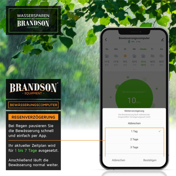 Produktbild Brandson Wifi Bewässerungssteuerung, WLAN Wasserzeitschaltuhr, Timer Bewässerungssystem, Bewässerungscomputer (Bewässerungscomputer)