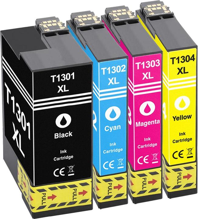 Plutoos Cartuccia Epson T1301 T1302 T1303 T1304 compatibile, set da 4 colori